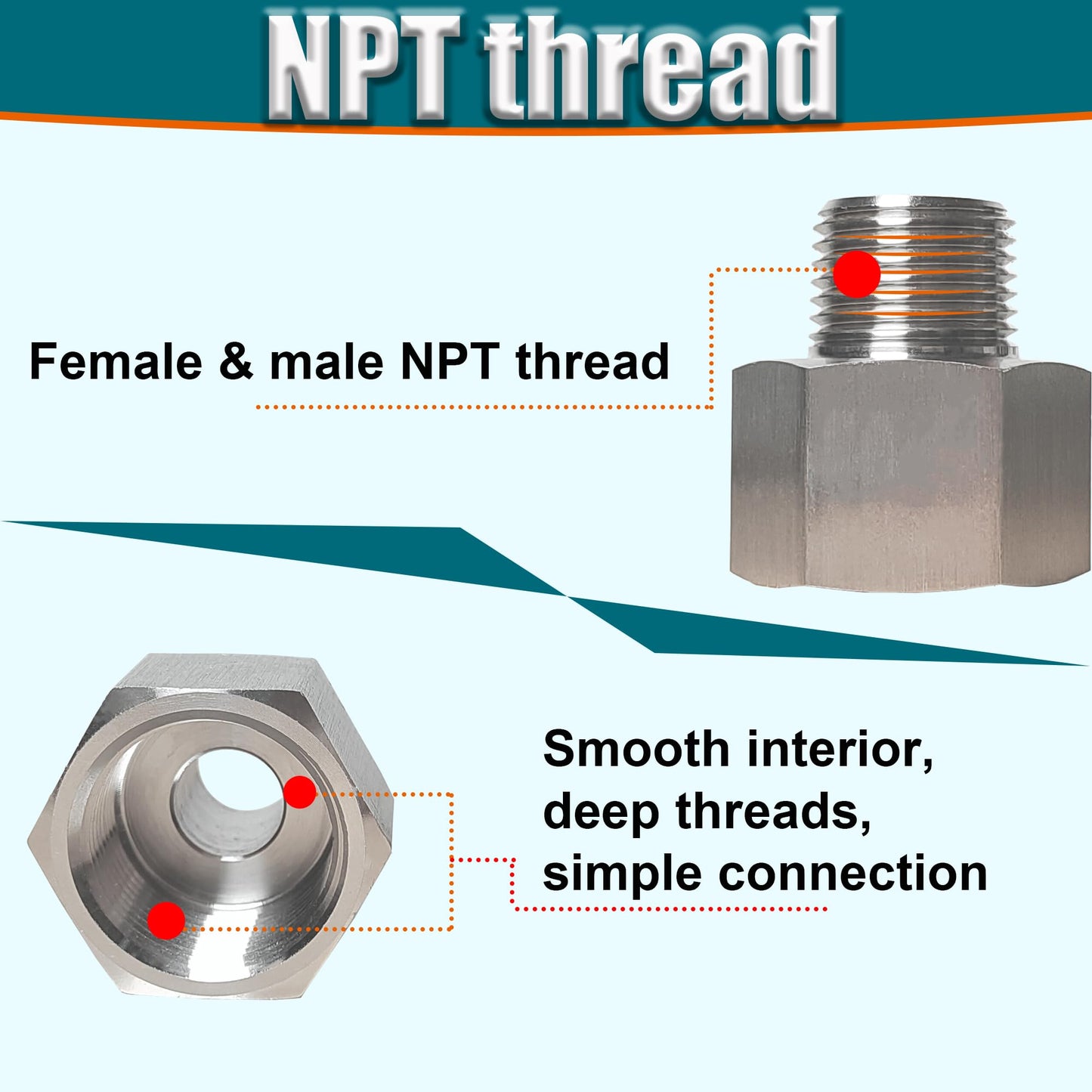 1/4" Male to 3/8" Female Reducer Adapter Pipe Extension Connector, 304 Stainless Steel 3/8" NPT Female x 1/4" NPT Male Reducing Pipe Fittings