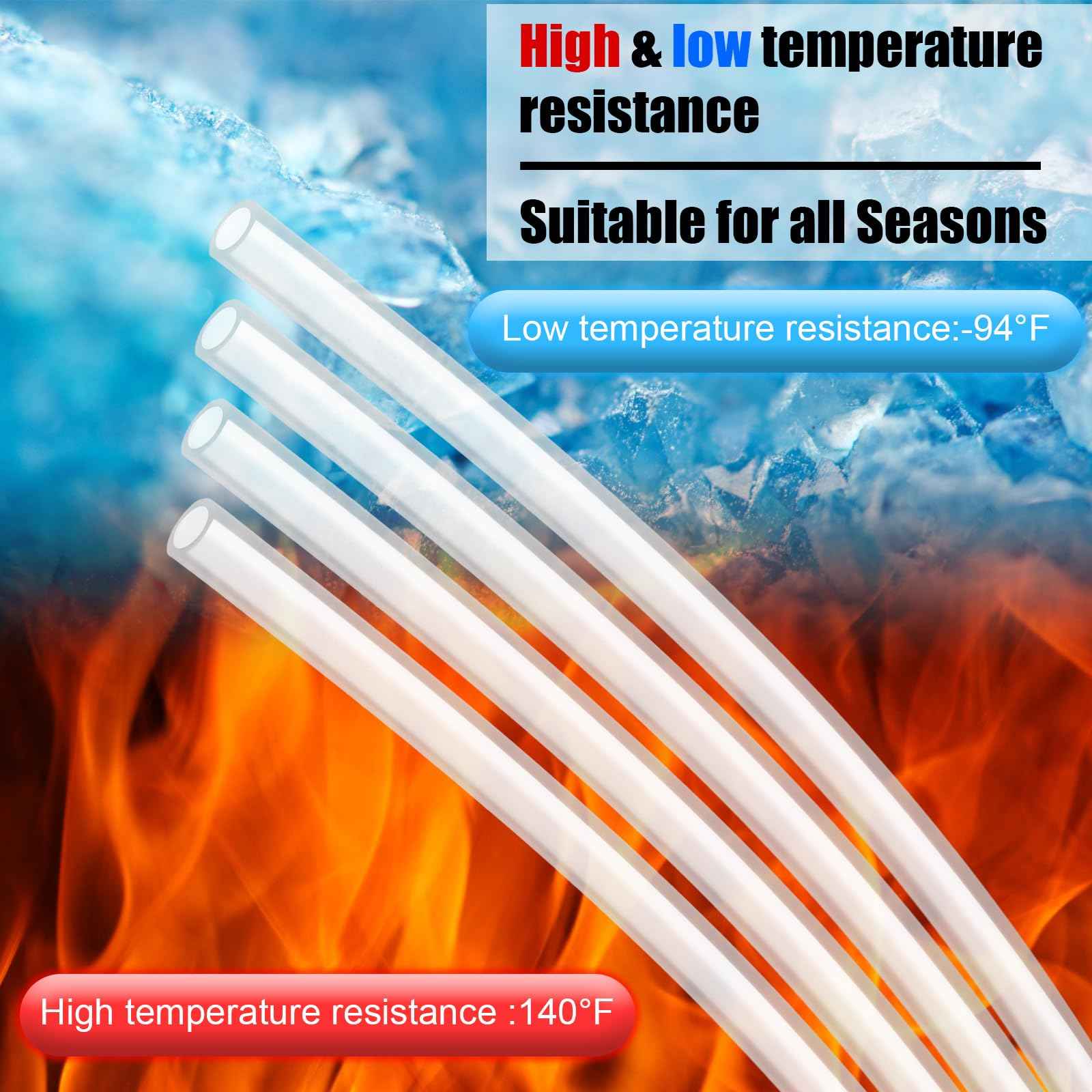 Nuanchu 100ft Polyethylene Tubing, 1/4" OD, 0.170" ID, 0.040" Wall Polyethylene Tubing Food Grade White Translucent Hose for Water, Beverage Pump, Homebrew, Brewing