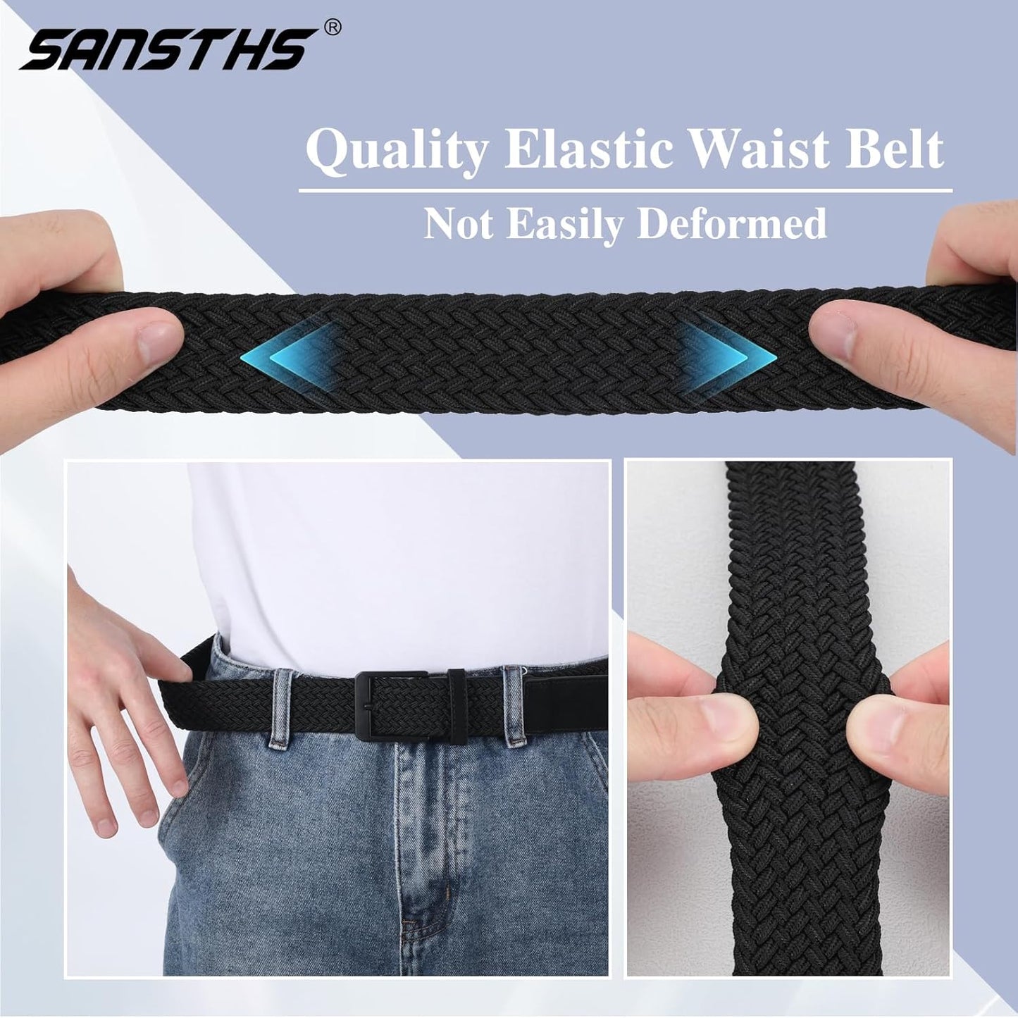 SANSTHS Golf Belt - Elastic Braided Design with Metal Buckle for Men & Women | Perfect for Travel & Casual Wear