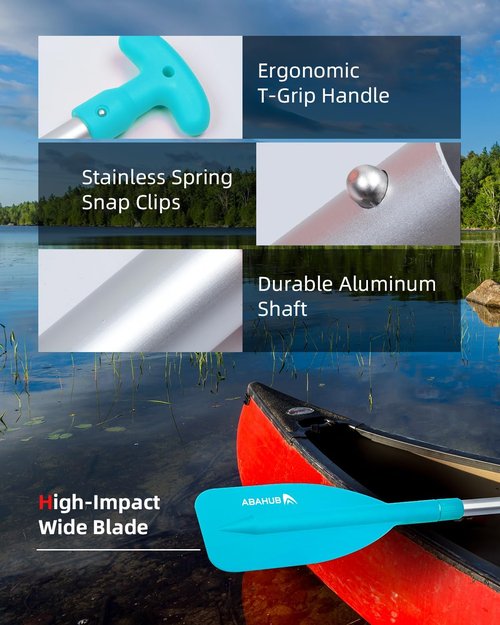 Abahub Premium Telescoping Paddle - 21'' to 42'' Adjustable Aluminium Shaft for Canoeing & Kayaking - Blue