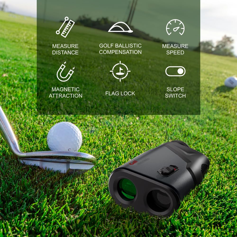 APTGRF Golf Rangefinder with Slope and Pin Flagpole Lock Vibration, 1200 Yards Range Finder, External Slope Switch, Golf Tournament Legal, Rechargeable Battery, Magnetic Stripe, 6X Magnification-Grey