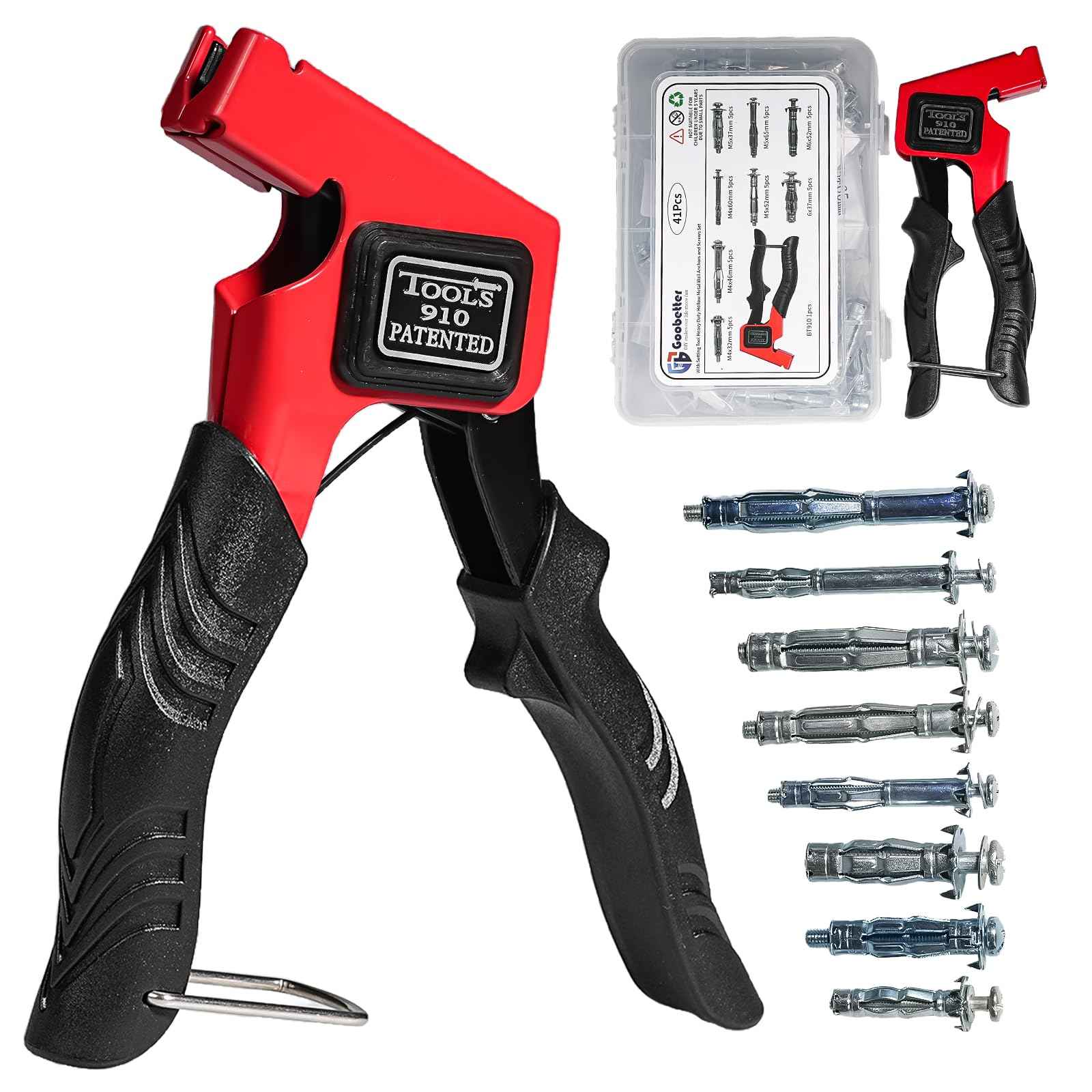 GOOBETTER Molly Bolts for Drywall Plaster Wall, Hollow Wall Anchors Drywall Screw Gun for Picture Frames, Shelves, and Towel Racks 40pcs Heavy Duty Hollow Wall Anchors in 8 Size Screws Incl