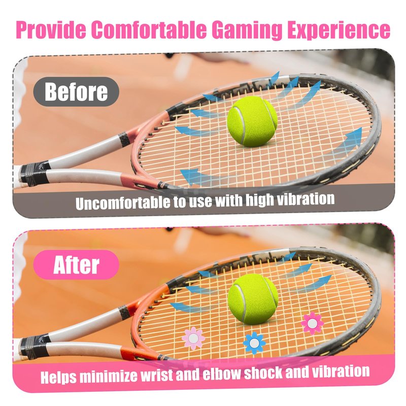 oruola 9pcs Tennis Dampener for Racket,Flower Tennis Racquet Dampeners,Flower Racket Dampeners,Silicone Antivibrador Raqueta de Tenis,Multicolor