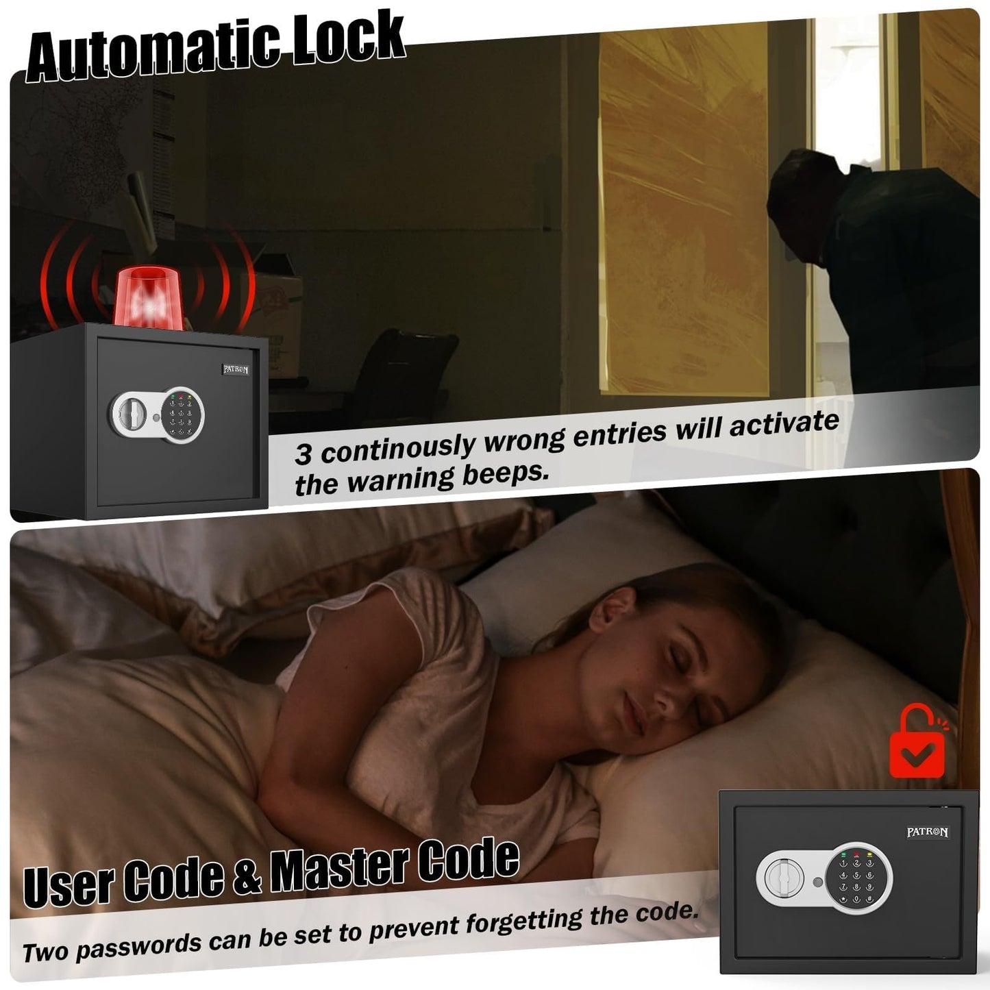 [ 1.6 Cu.ft. ]PATRON Fireproof Safe for Home,Document Safe Box Office,Digital Security Home Safes,Cabinet Safes for Money Cash,Wall Safes with Electronic Keypad for Hotel House Business,1.6 Cu.ft.