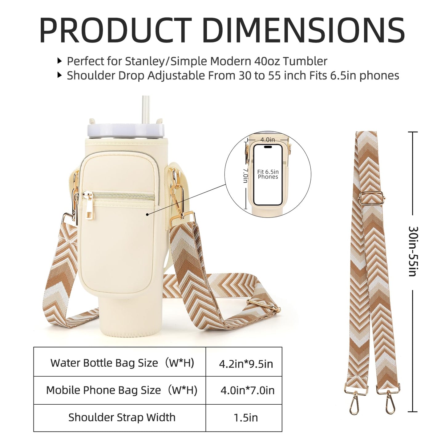 GOEWY Gifts for Womens Water Bottle Carrier Bag Stanley Cup Accessories