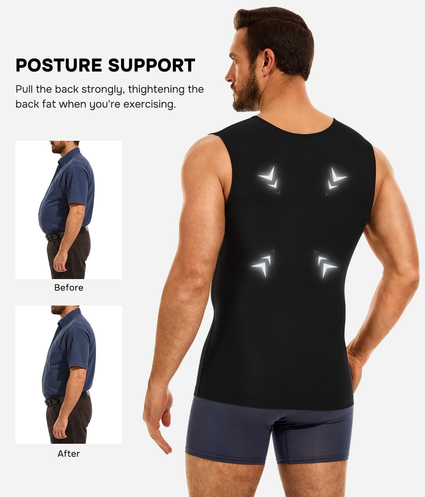 Eleady Compression Shirt Men Sleeveless - Gym Tank Tops Men's Slimming Compression Tank Body Shaper - Black,Large