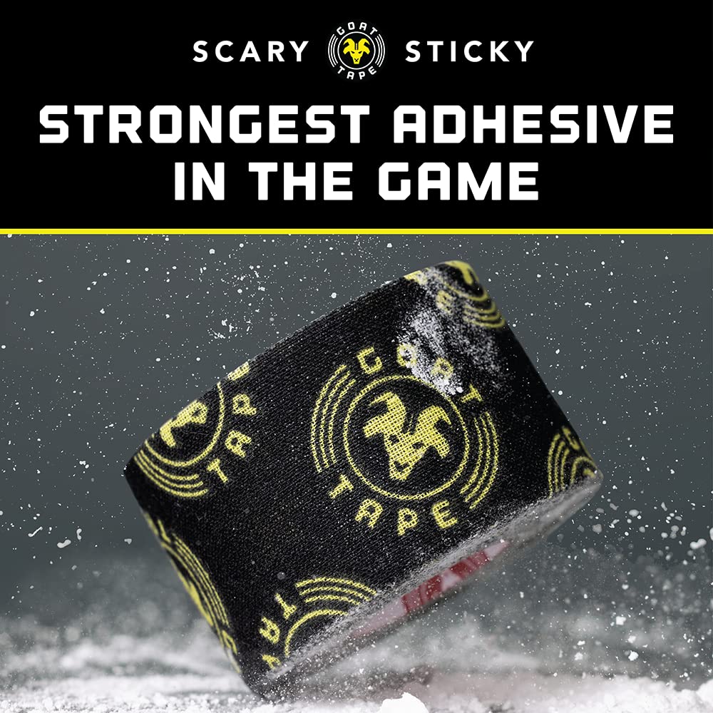 Scary Sticky Premium Athletic Tape, Ultra-Sticky Thumb, Finger & Wrist Tape for Weightlifting, Hook Grip & Cross Workout, Cotton, Latex-Free, 10 Yards, Black/Yellow, 2 Rolls