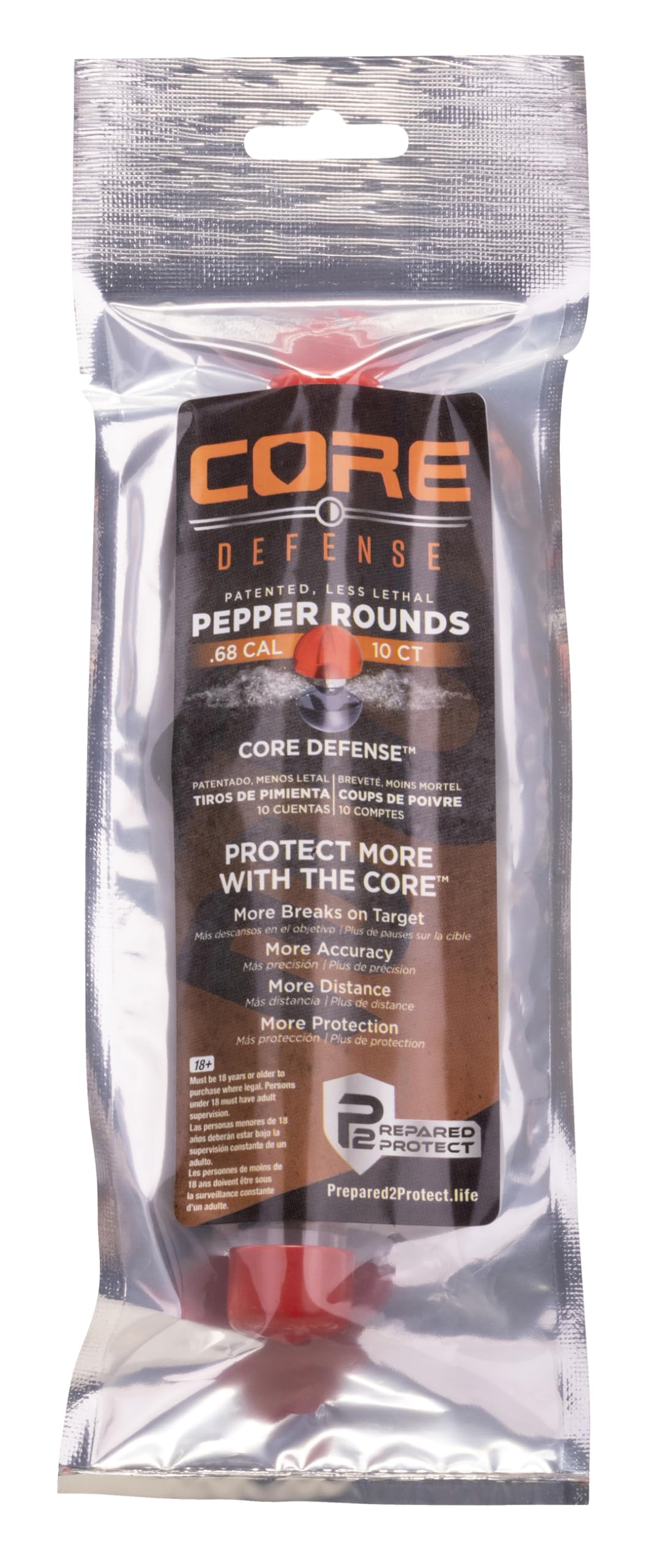 P2P Core Defense Pepper Rounds Non-Lethal Self Defense Ammo for Pepper and Paintball Guns, 68 Caliber, Pepper Rounds, 10 Count