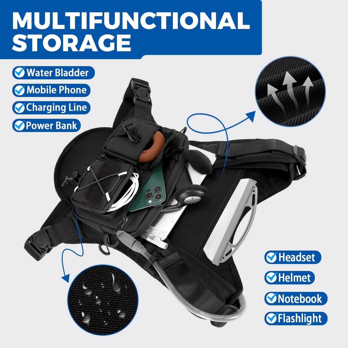 USA Original Patent Hydration Vest Backpack - Lightweight 2.0L Water Bladder Daypack for Hiking & Running