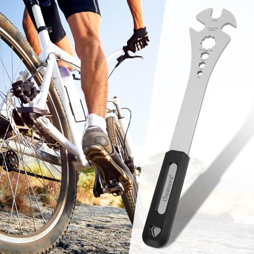 Oumers Bike Pedal Wrench, Bicycle Pedal Removal Spanner with Extra Long Handle, Multi-use 15mm,9/16 Pedal Removal Tool and 10mm/8mm/6mm Hexagon Hole