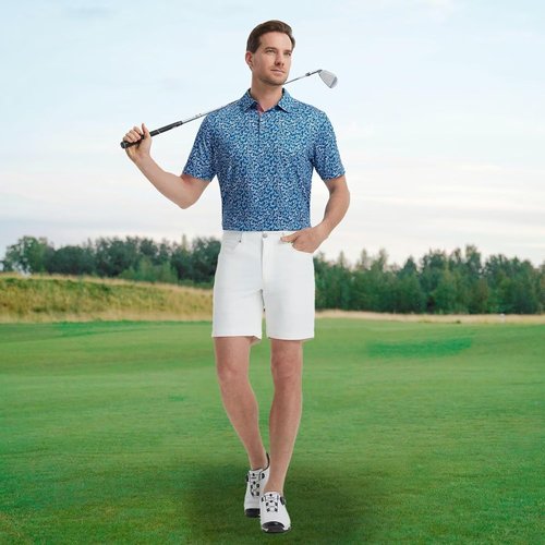 M MAELREG Men's Golf Shirt - Short Sleeve Moisture-Wicking Performance Polo | Stylish Print Design