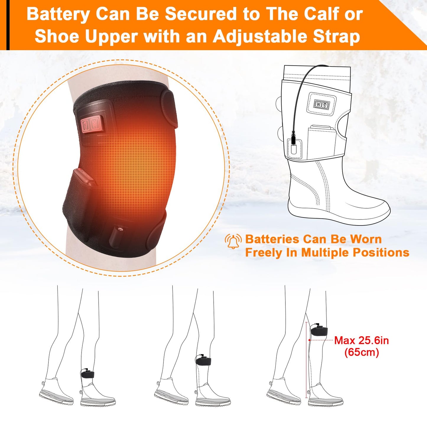 Heated Insoles, Kamlif 7.4V Rechargeable Foot Warmers, Heated Shoe Inserts Winter Thermal Soles for Men and Women, Skiing, Hunting, Hiking, Camping Outdoor Sports