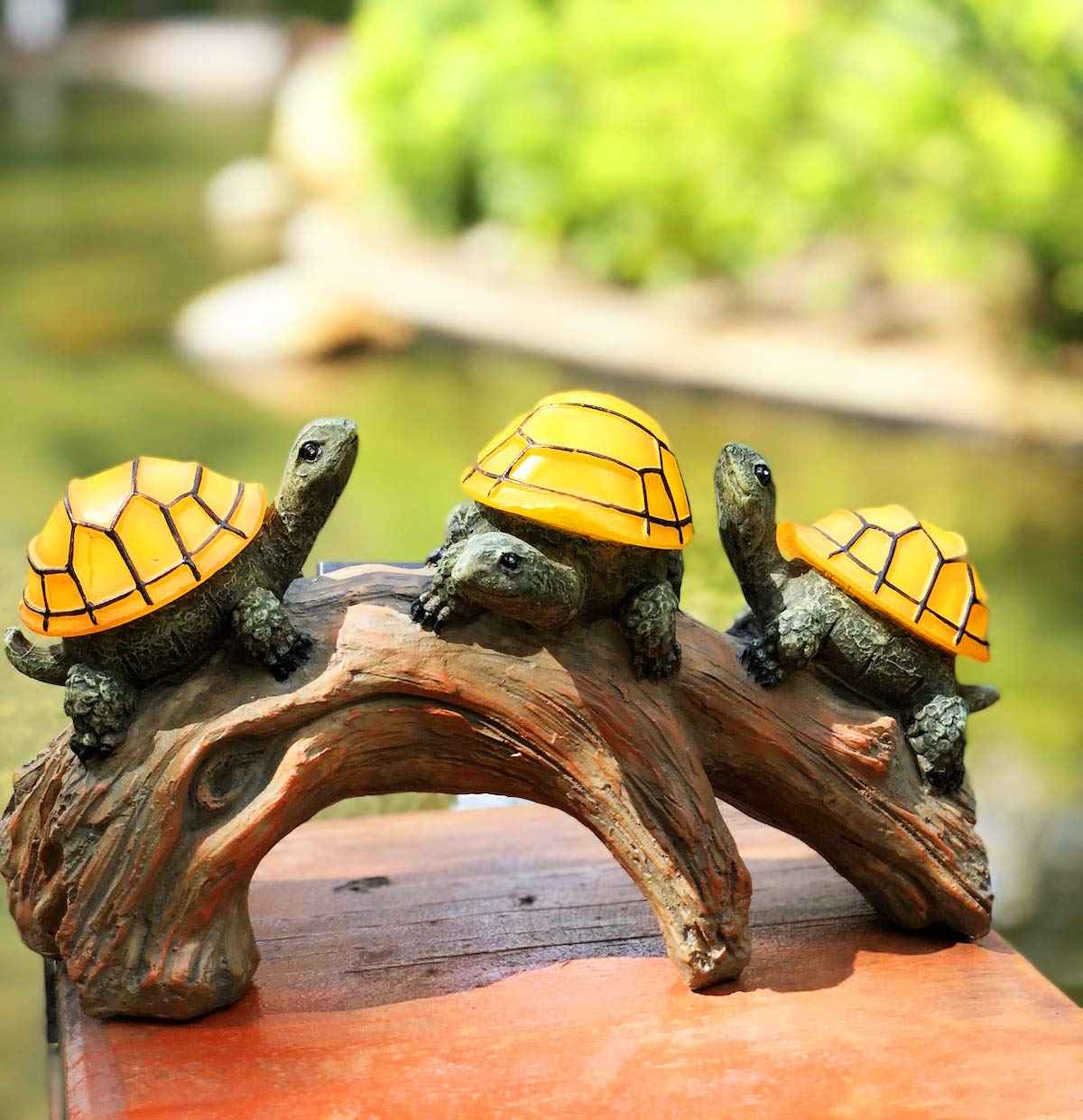 TIBLEN Solar Powered Turtles on Log Outdoor Decor - LED Garden Light, Outdoor Statues, Gifts for Mom, Grandma, Birthday - Turtle Solar Light for Outdoors