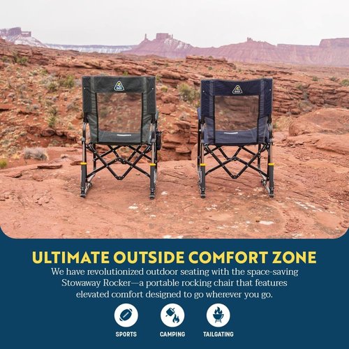 GCI Outdoor Stowaway Rocker - Portable Folding Chair in Stealth Camo for Ultimate Comfort