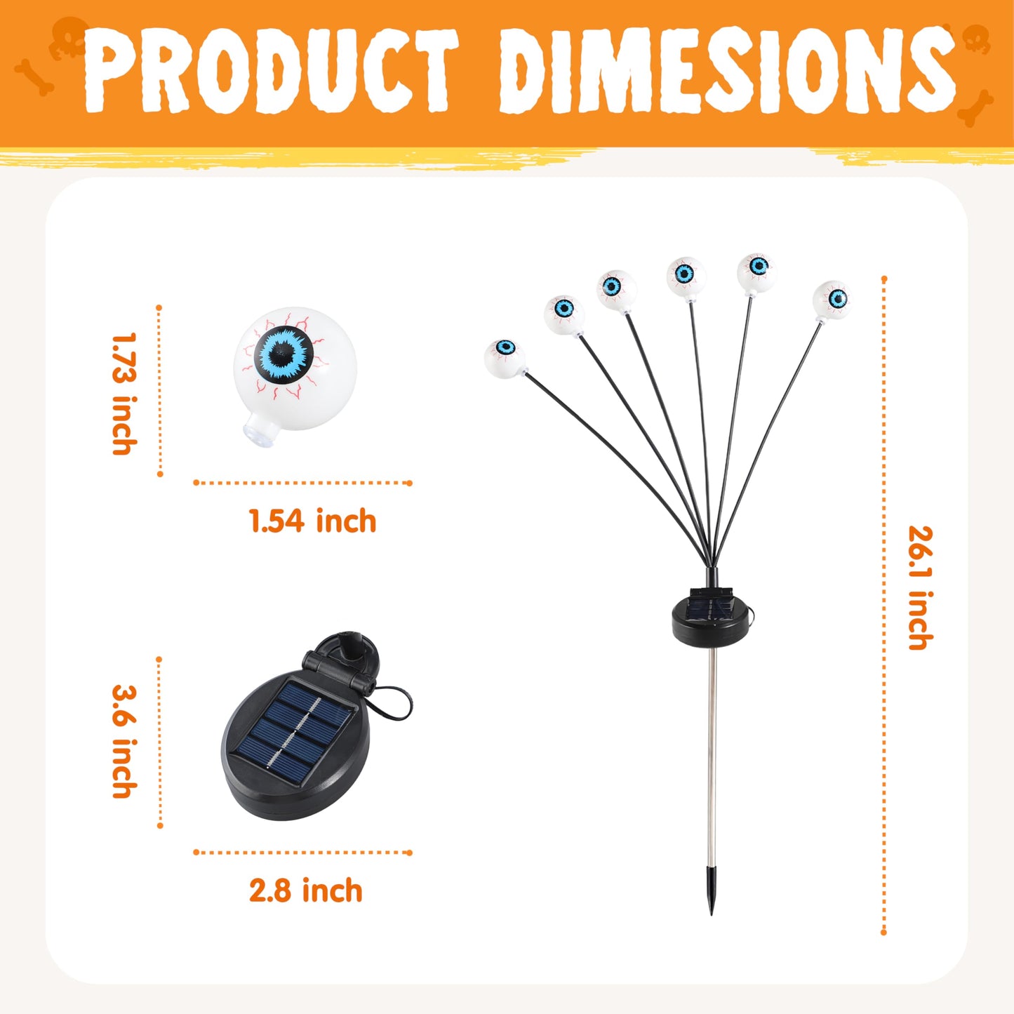 JOYIN Halloween Decorations Outdoor Solar Scary Eyeball Lights, 2 Pcs 12 LEDs Green Pathway Yard Stakes, Waterproof Firefly Lights for Halloween Graveyard Yard Garden Patio Walkway Party