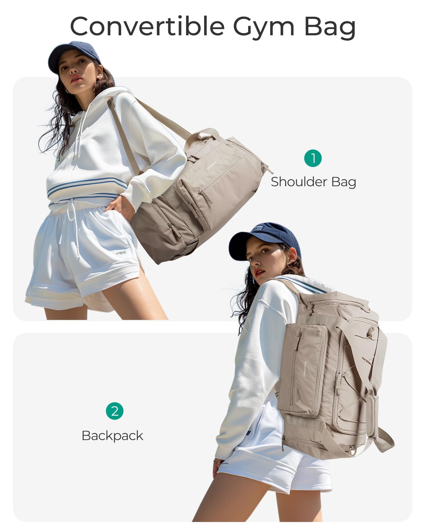 BAGSMART 4-IN-1 Gym Bag for Women Men, TSA Duffle Bag for Travel