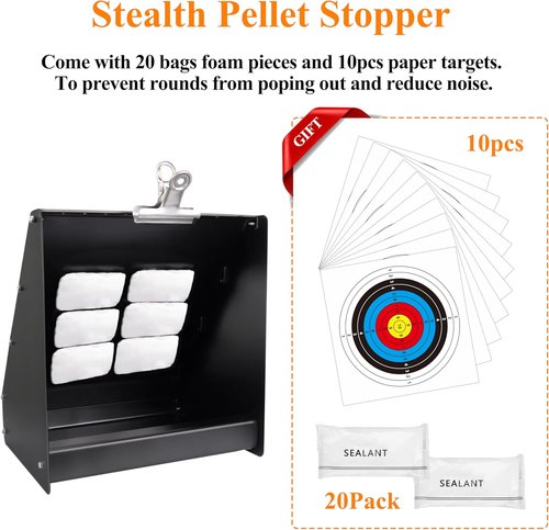 Ideagle Air Rifle Pellet Trap - Heavy Duty BB Trap with 10 Bullseye Paper Targets | .22/.177 Caliber, 11"x11" Size
