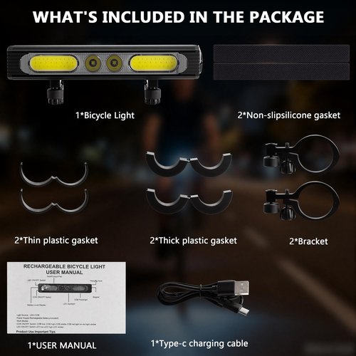 Heeykeey Bike Lights for Night Riding,1500 Lumens High&Low Beam Front Light, OLED Display USB-C Rechargeable Bicycle Lights,IPX6 Waterproof Ebike Headlight with Tail Light for MTB,Off-Road,City Riding
