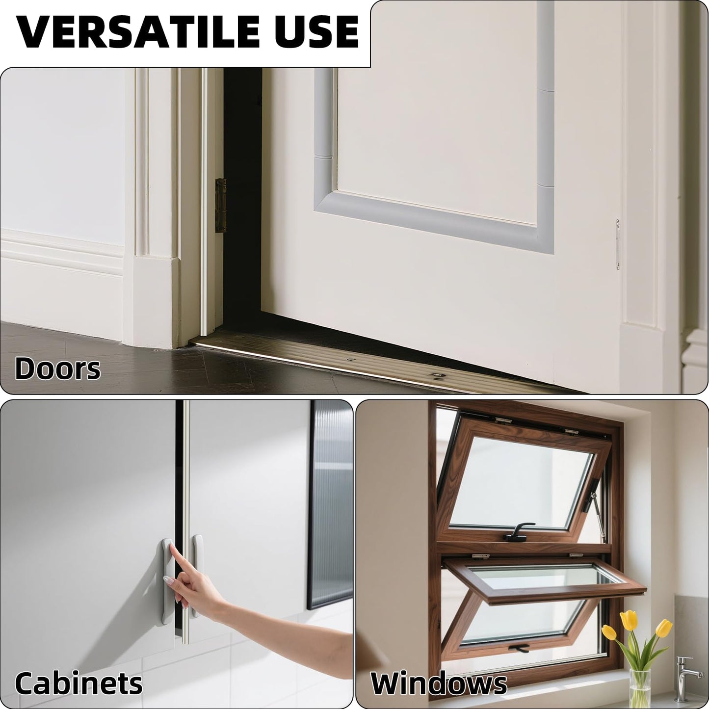 1 Pack*19.6 Ft Self-Adhesive V Shape Foam Window Weather Stripping Door Seal Insulation Strip for Winter, Soundproof Exterior Front Frame Gap Filler, Draft Stopper Tape Noise Light Blocker (White)