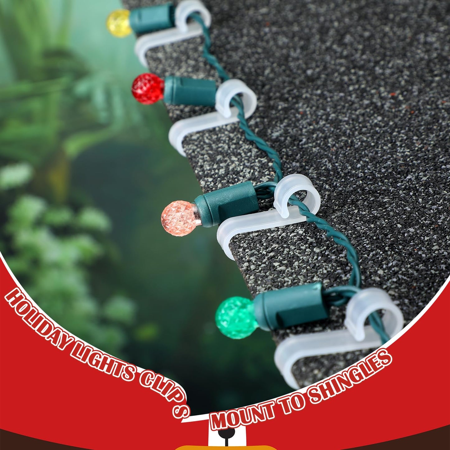 Namalu 100 Pcs Christmas Light Clips Gutter Clips for Hanging Outdoor Lights Plastic Weatherproof Gutter Hooks Hanging String Lamp Holder Mount to Shingles for Halloween Xmas Tree Decor (White)