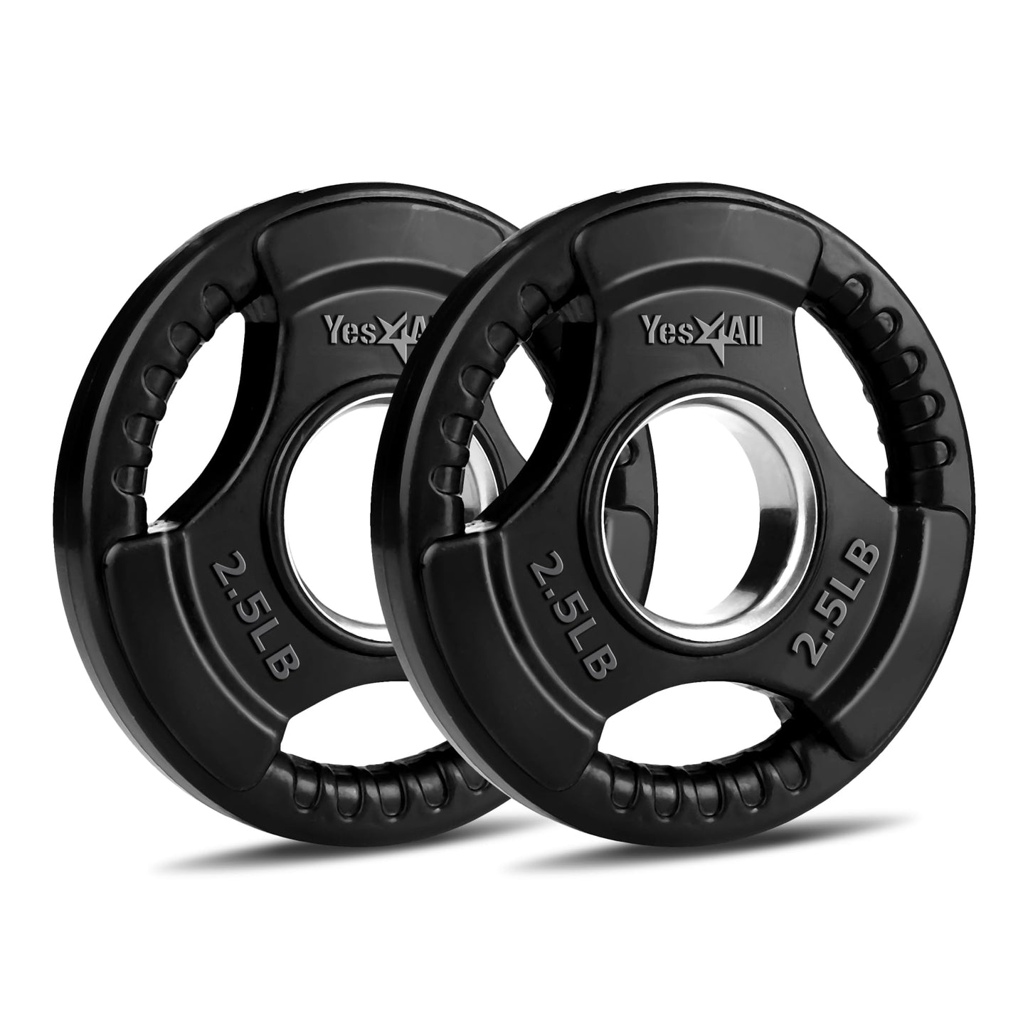 Yes4All Weight Plate Grip Rubber Coated For Weightlifting & Strength Training, Cast Iron - 2.5LB - Pair