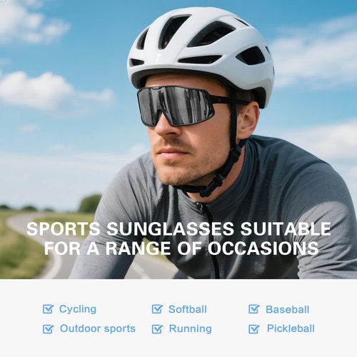 suoso Sports Cycling Glasses for Men: UV400 Polarized Wraparound Sunglasses for Women Running Riding Fishing Baseball TR90
