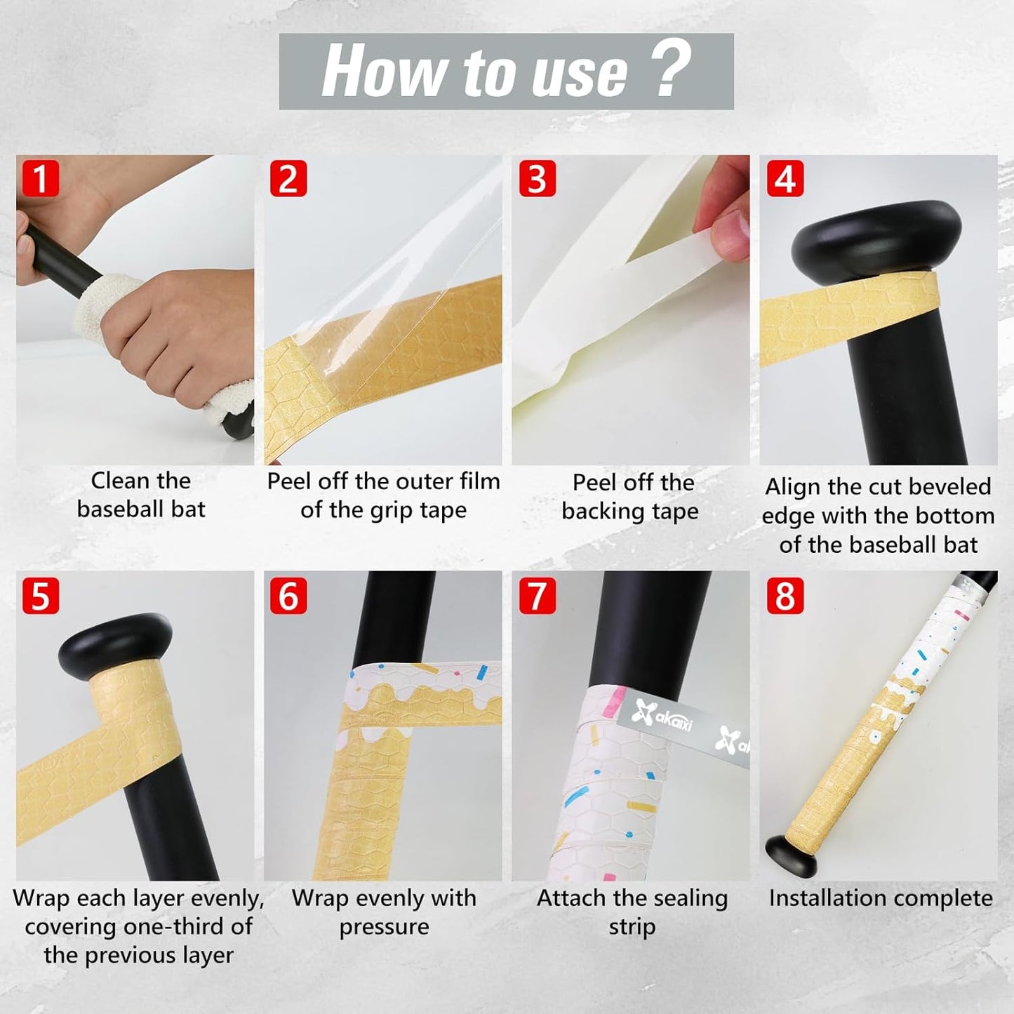 Skiennix Ice Cream Drip Baseball Bat Grip Tapes - Non-Slip, Sweat-Absorbent Wrap | 2/4 Pack, 0.5mm/1.1mm/1.75mm
