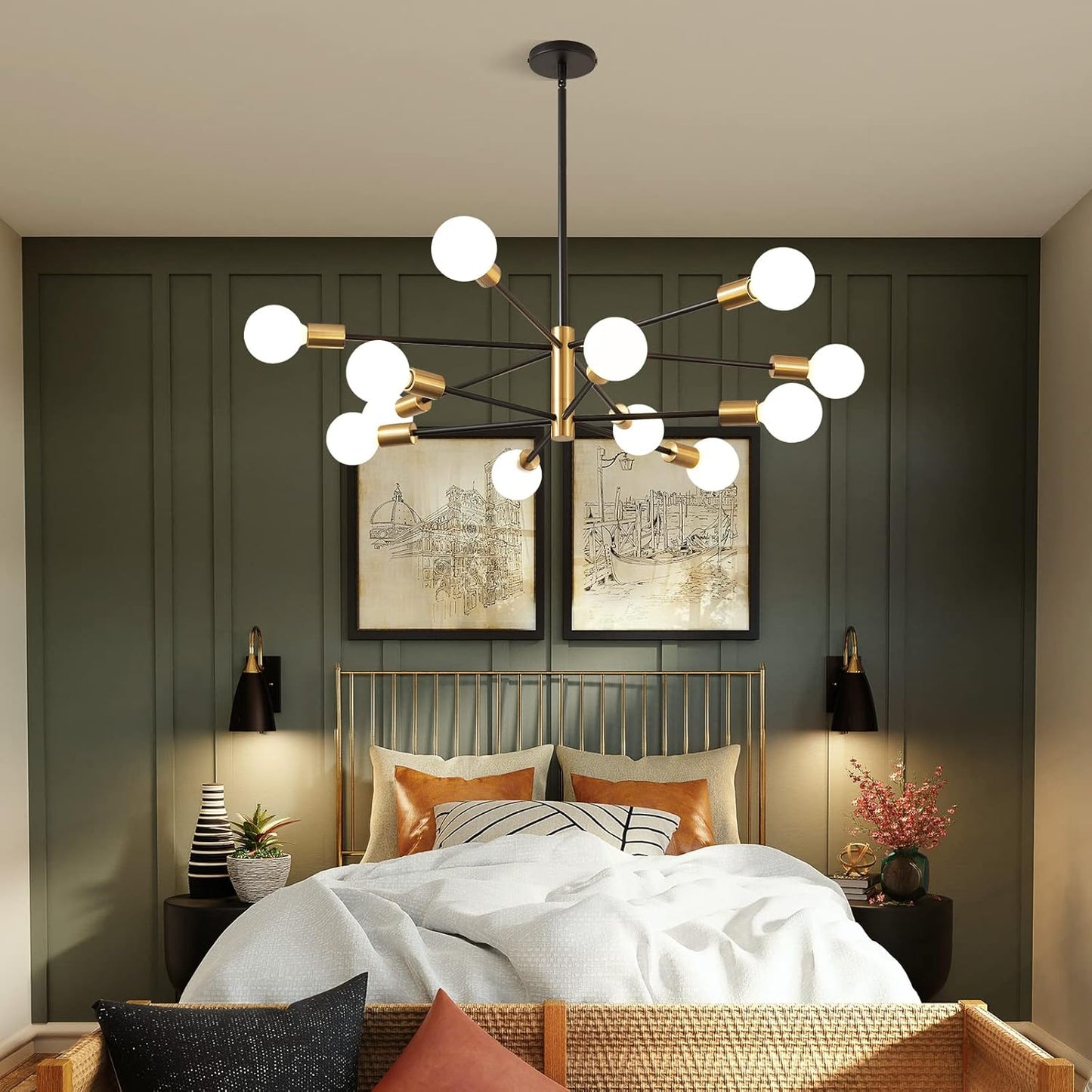 8-Light Gold Sputnik Chandelier - Modern Adjustable Ceiling Light for Dining Room, Kitchen & Foyer
