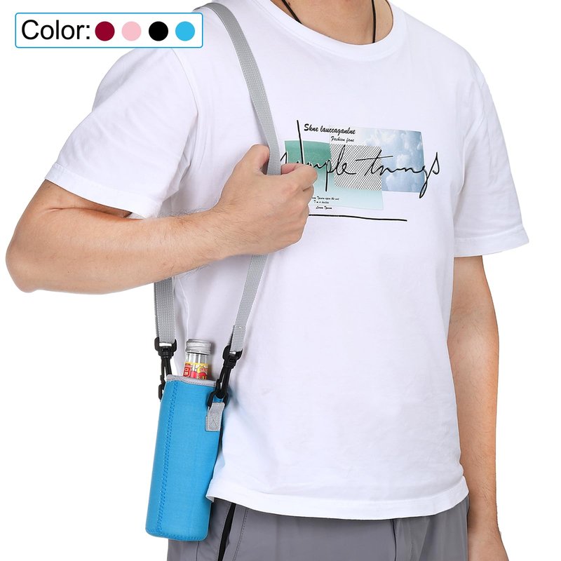 PATIKIL 80mmx190mm Water Bottle Sling Bag, 4 Pack Neoprene Portable Insulated Bottle Holder Carrier with Adjustable Shoulder Strap, 4 Colors