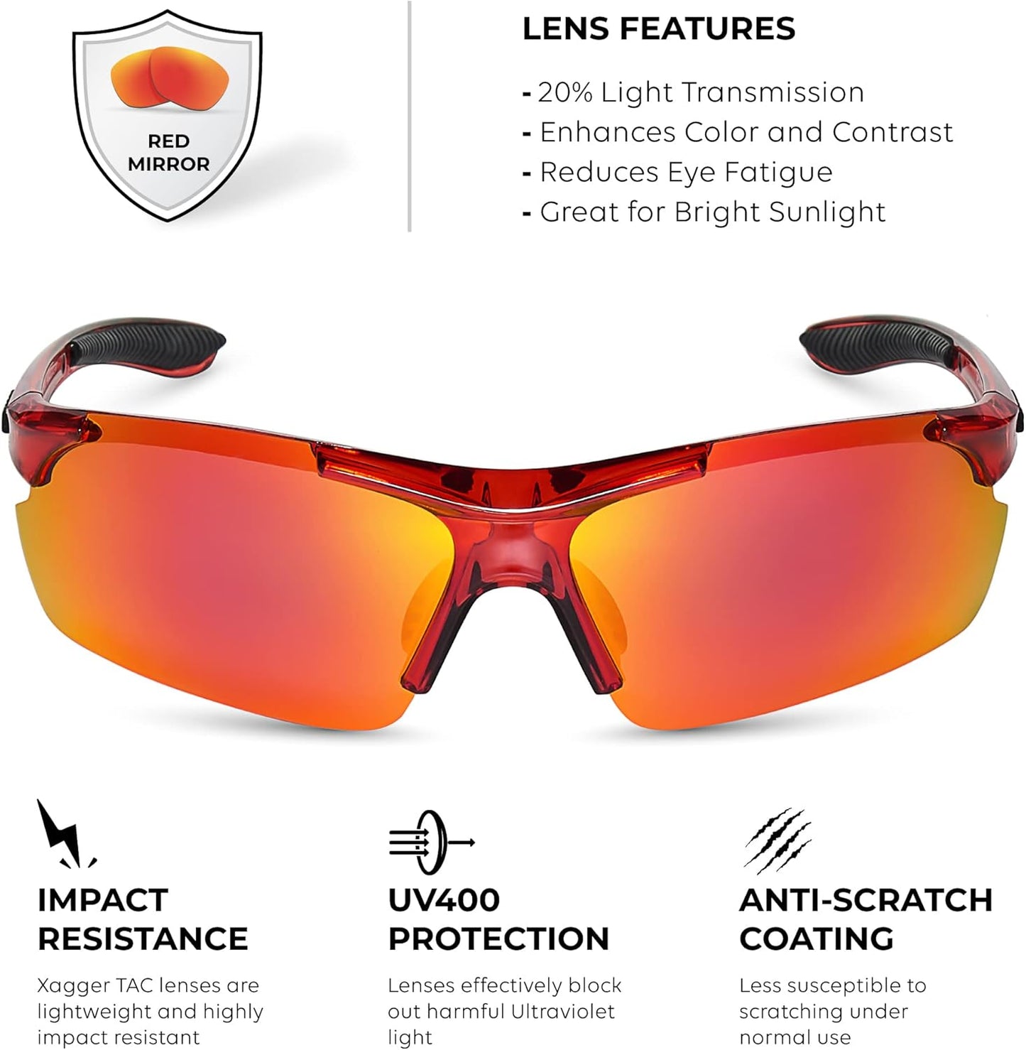 Xagger Polarized Sports Sunglasses - UV400 Protection for Men & Women | Ideal for Running, Cycling & Baseball
