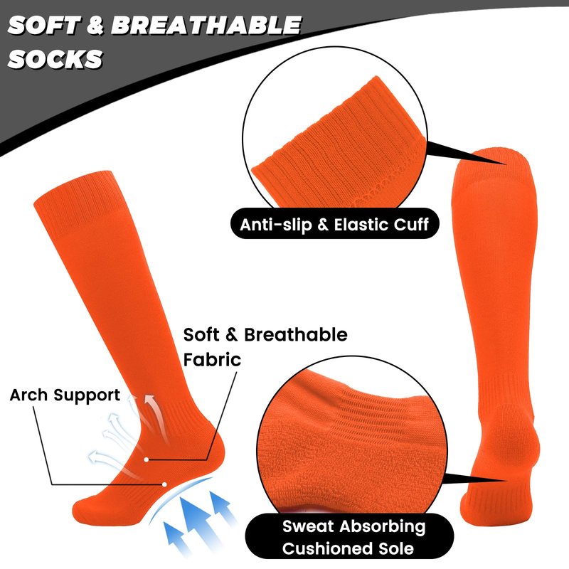 Ultrafun Kids Youth Baseball/Softball Socks and Belt Combo Set for Boys Girls (US, Alpha, Large, Regular, Orange)