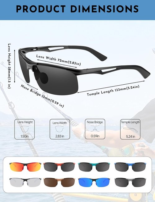 BIRCEN Polarized Sunglasses - Lightweight Metal Wraparound Design | UV Protection for Men