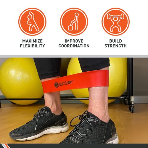 Body Sport Loop Resistance Bands – Exercise Bands for Legs and Hips – Latex Rubber Resistance Loops – Blue – Light Resistance