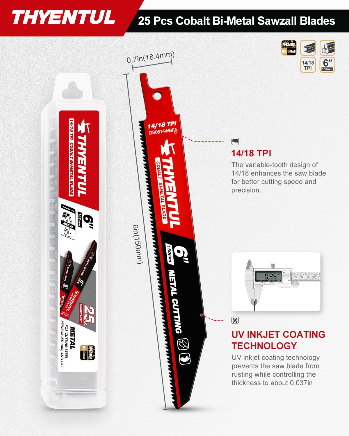 25-Pack 9-Inch Bi-Metal Reciprocating Saw Blades - 14/18 TPI for Medium Metals
