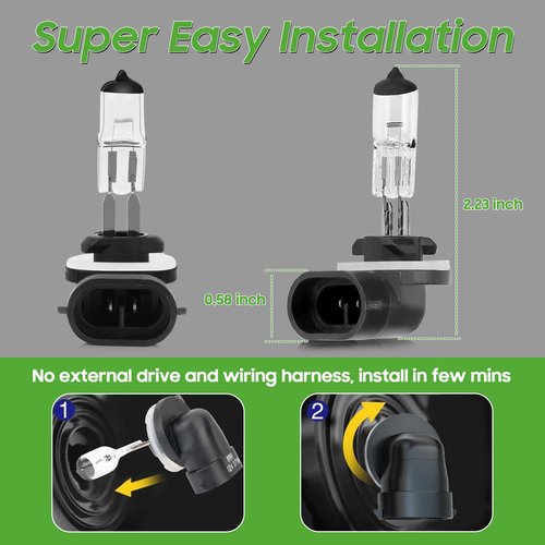 10L0L Golf Cart Headlight Bulb 12V 37W Super Bright Halogen Headlight Bulb for EZGO 1994-up, Club Car DS 1999-up, Club Car Precedent 2004-up, 2 Pack