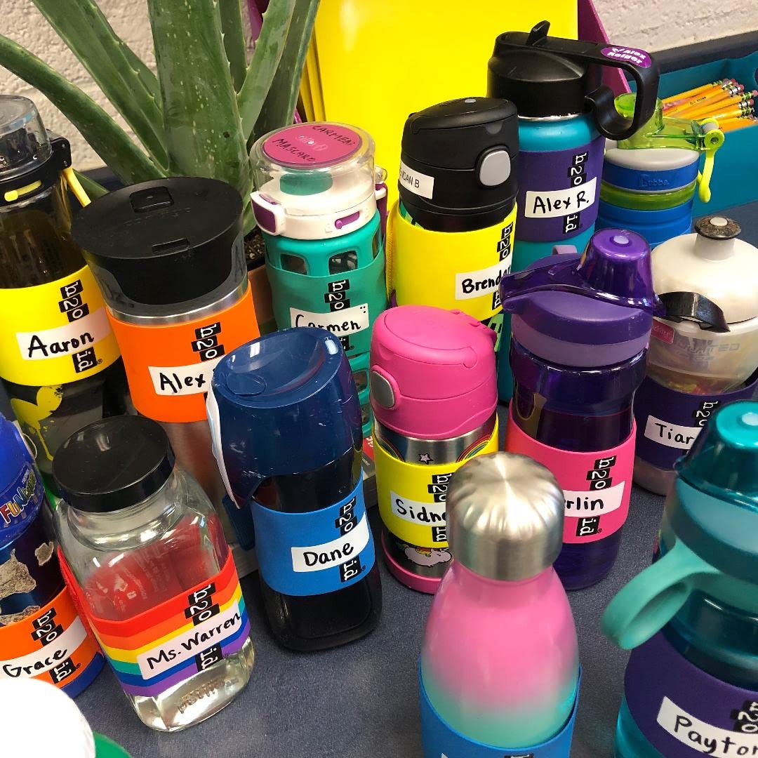 H2O ID 4 Band Multicolor Pack Reusable ID Bands Personalize & Label Drinks: Water Bottles, Reusable Bottles & Cups, Drinking Glass, Beer, Cocktails (Yellow, Purple, Pink, Turquoise)