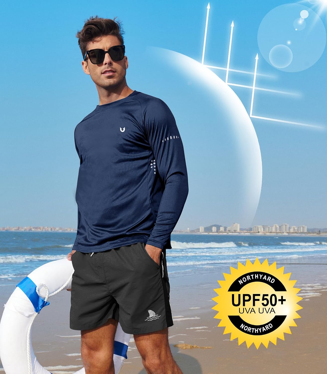 NORTHYARD Men's UPF 50+ Sun Protection Long Sleeve Rash Guard Shirt | Ideal for Athletic Hiking & Fishing