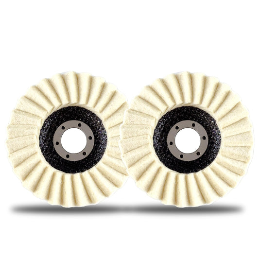 Wool Felt Flap Polishing Disc, Wool Felt Flap Discs Polishing Wheel, 4.5 Inch Wool Polishing Wheel for Angle Grinder, Metal, Marble, Stone, Furniture, Car Wax (2)