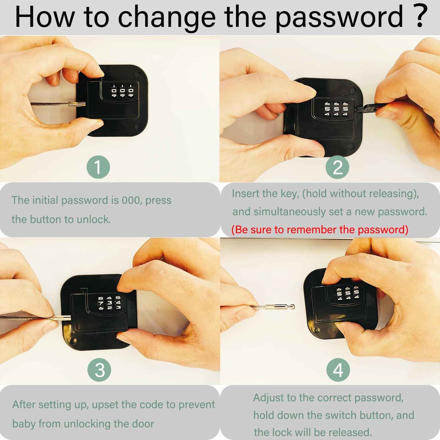 KIZZHISI Refrigerator Lock (2 Pack), Heavy Duty Combination Fridge Lock, for Fridge, Cabinets, Window, Drawers and Child Safety Cabinet Locks, Strong Non-Marking Adhesive No Drilling (Black)