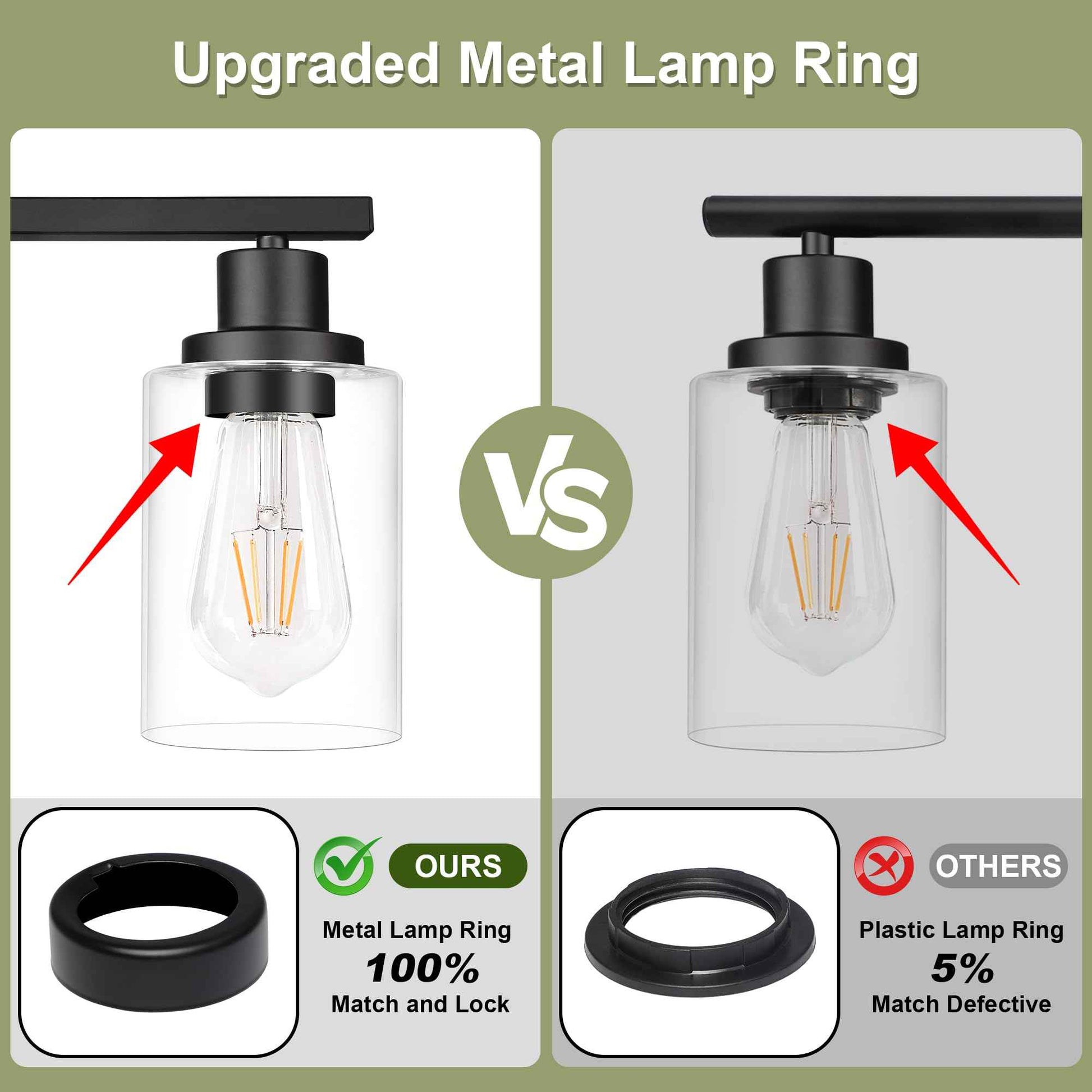 Unicozin Modern Bathroom Light Fixtures, 4 Light Vanity Lights Over Mirror, Black Wall Lamp with Clear Glass for Living Room Cabinet Bedroom Porch