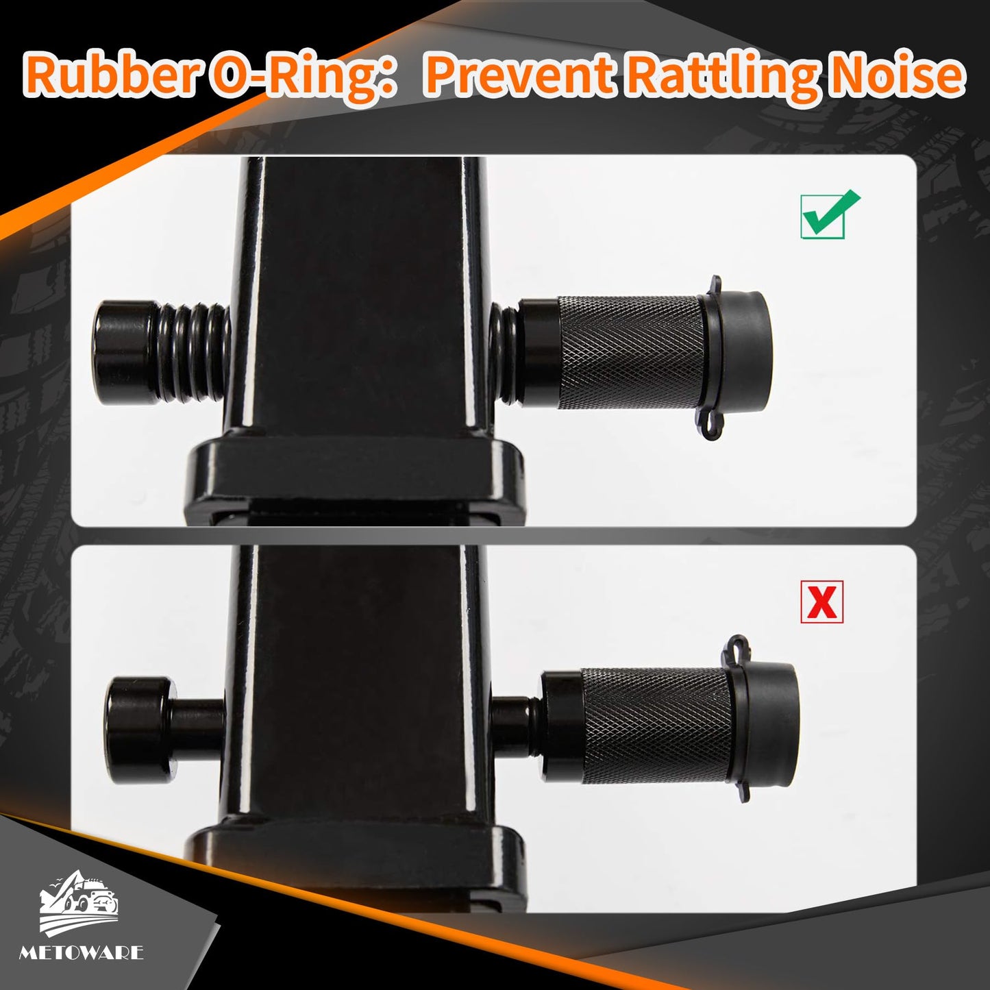 METOWARE Trailer Hitch Lock Hitch Receiver Pin Lock Fits Class III IV V and 2”- 3-1/2" Receiver with 5/8" Dia 4” Lock Pin and 8 Anti-Rattle Rubber O-Rings Receiver Hitch Lock (1 Pack)