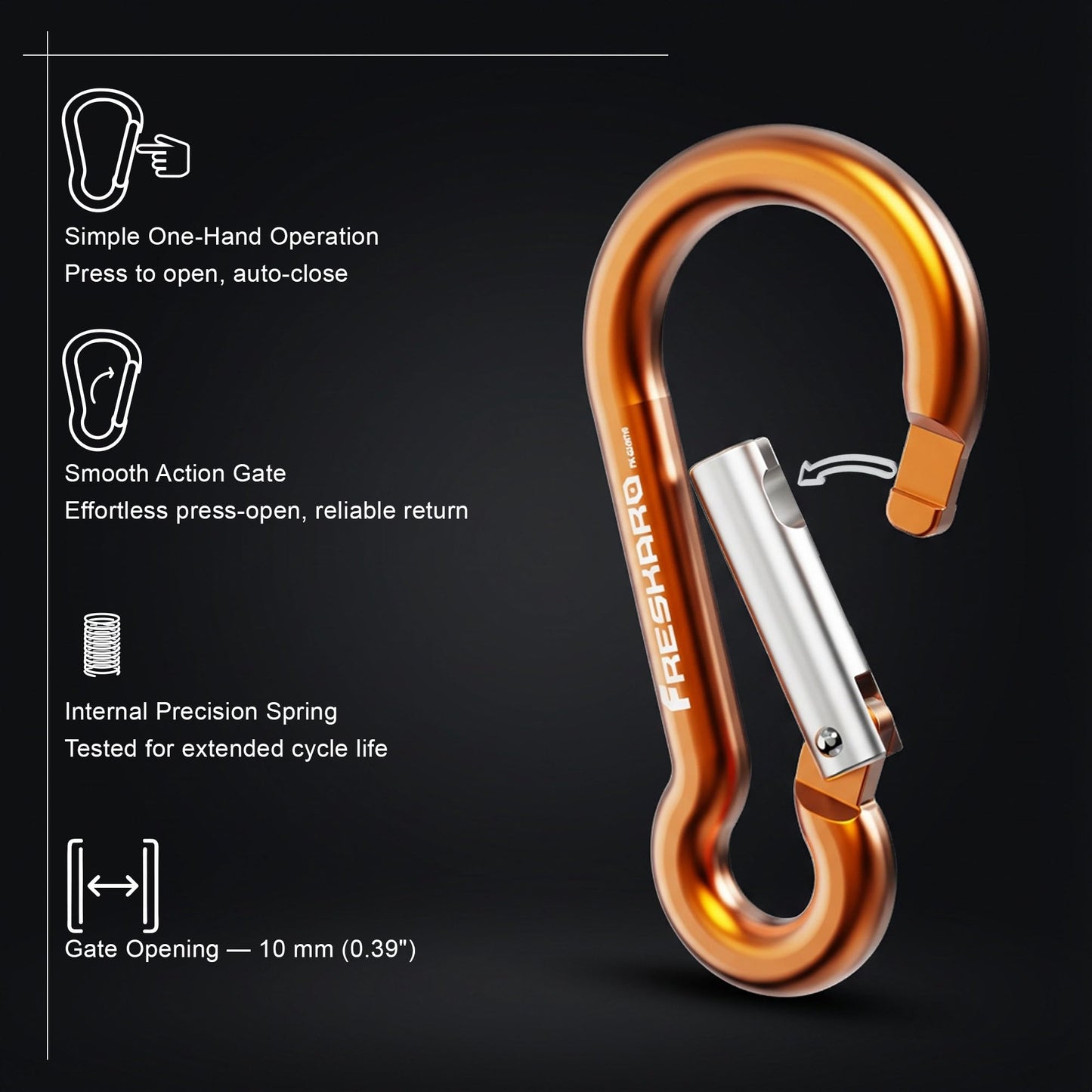 FresKaro Carabiner Clip, Heavy Duty Carabiners, Spring Snap Wire Gate Carbineers, Key and Keychain Karabiner 3inch, Strong Aluminum Caribiniers Hook, Fitness Accessories, Gourd Clips, 3Pack