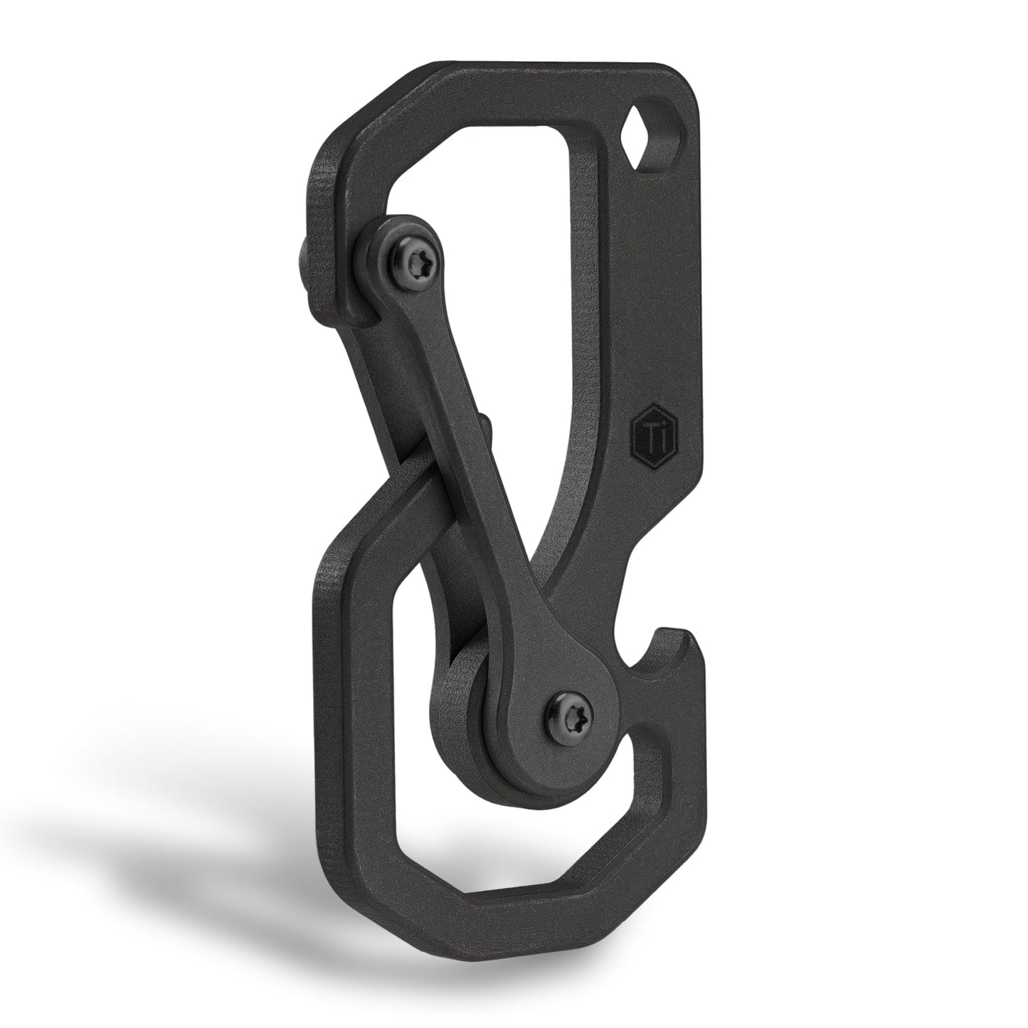 KeyUnity Titanium Carabiner Keychain Tool, 3 Functions in 1 Multitool for Everyday Carry (KU06BK)