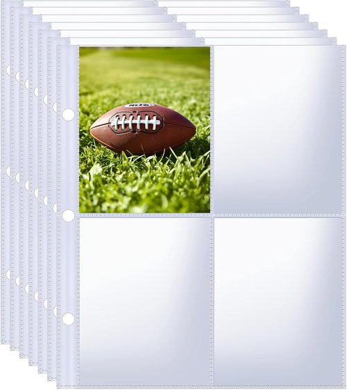 50PCS Card Sleeves by [Brand Name] - Clear Trading Card Pages with 4 Pockets for Sports & Game Cards