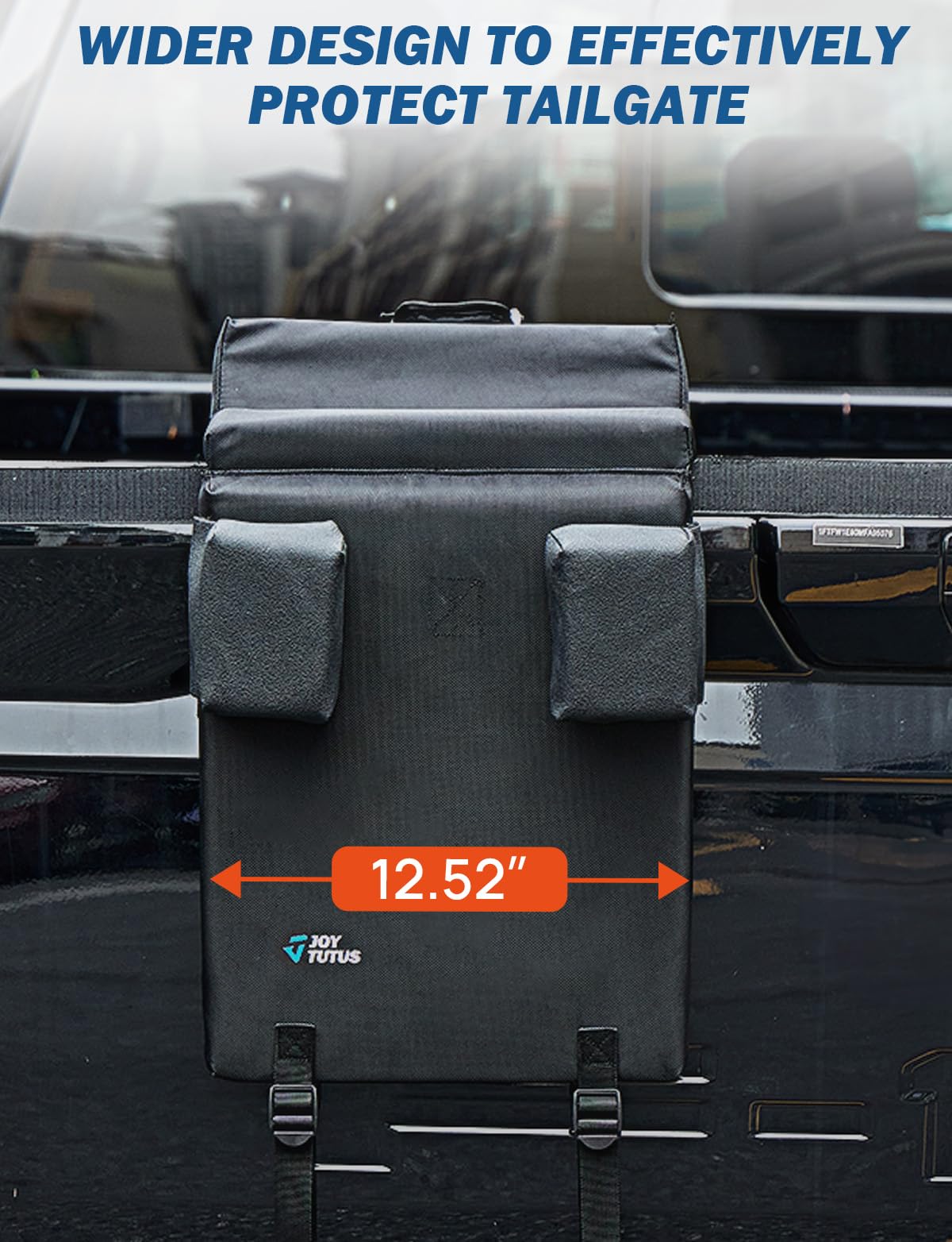 JOYTUTUS Tailgate Bike Pad for Truck, Wider Truck Bed Single Bike Pad Mat, Anti-Wobble Waterproof Bike Cover Pad Holder for Truck Compatible with F150 F250 F350 Silverado Sierra Ram Tundra