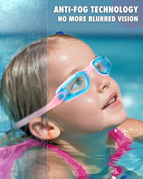 Aegend Swim Goggles - Anti-Fog & UV Protection for Kids Aged 3-14 | Comfortable Fit