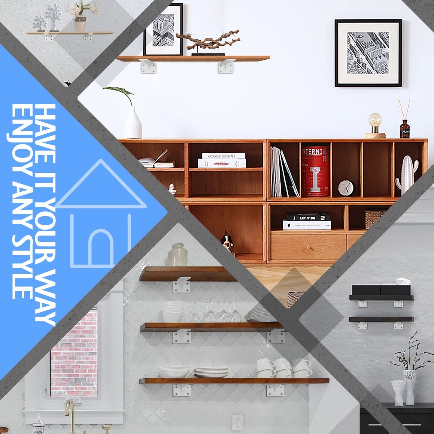 CLT Shelf Bracket( White) , 18” Quarter Inch (1/5") Thick- Max Load: 550 lb Rustic Industrial Modern Farmhouse Heavy Duty Corner Brace Joint Right Angle Bracket for DIY Table Bench, Pack of 6