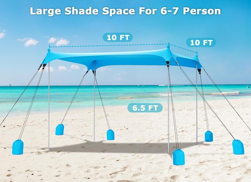 Gorich Beach Tent - UPF50+ Sun Shelter with 8 Sandbags | Windproof Pop-Up Canopy for Family & Travel