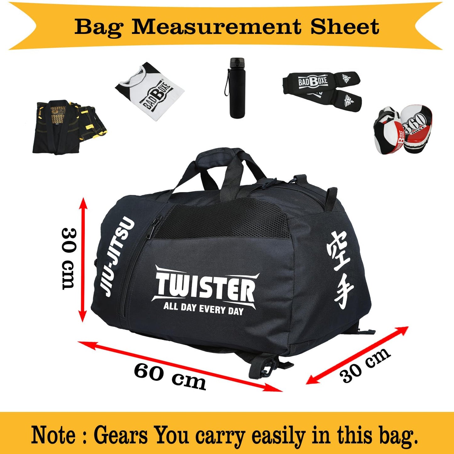 Jiu Jitsu Backpack | BJJ Bag Sports Duffel Bag (JIU JITSU BLACK)
