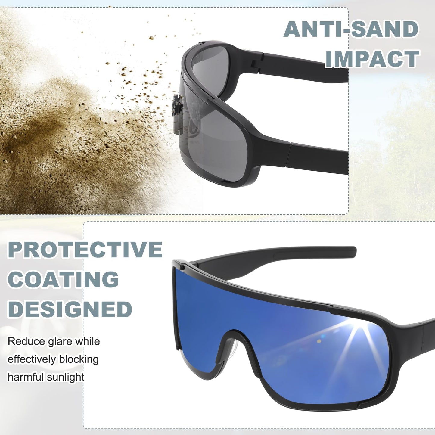 HARFINGTON Sport Sunglasses Cycling Polarized Sun Glasses for Men Mountain Driving Fishing Running, Black Frame Gray